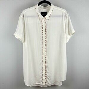 Wildfang The Empower Button Up Shirt Womens Size L White Short Sleeve